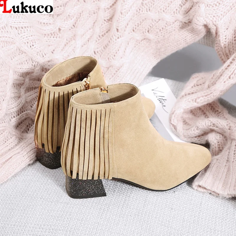 

Flock Chelsea Boots Oversize 44 45 46 47 48 Flock Boot Short Plush Ankle Botas Zipper Pumps Shoe Warm Winter female Shoes Woman