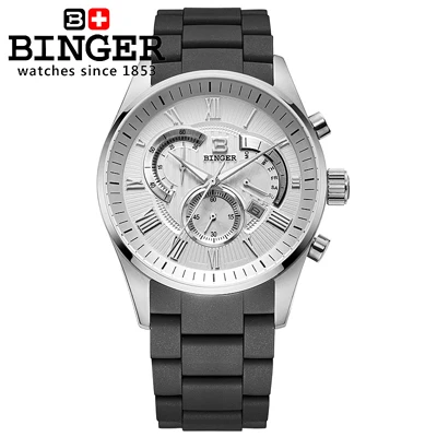 Швейцарские мужские часы люксовый бренд наручные часы Бингер кварцевые часы полностью из нержавеющей стали Хронограф Diver glowwatch BG-0407-2 - Цвет: Item 6