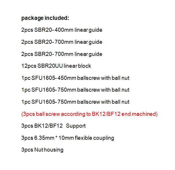 6 SBR16/20 линейный направляющий рельс+ 3 шариковых винта RM1605+ 3BK/BF12+ Корпус гайки+ муфты для ЧПУ маршрутизатор/фрезерный станок - Цвет: SBR20 400 700 700