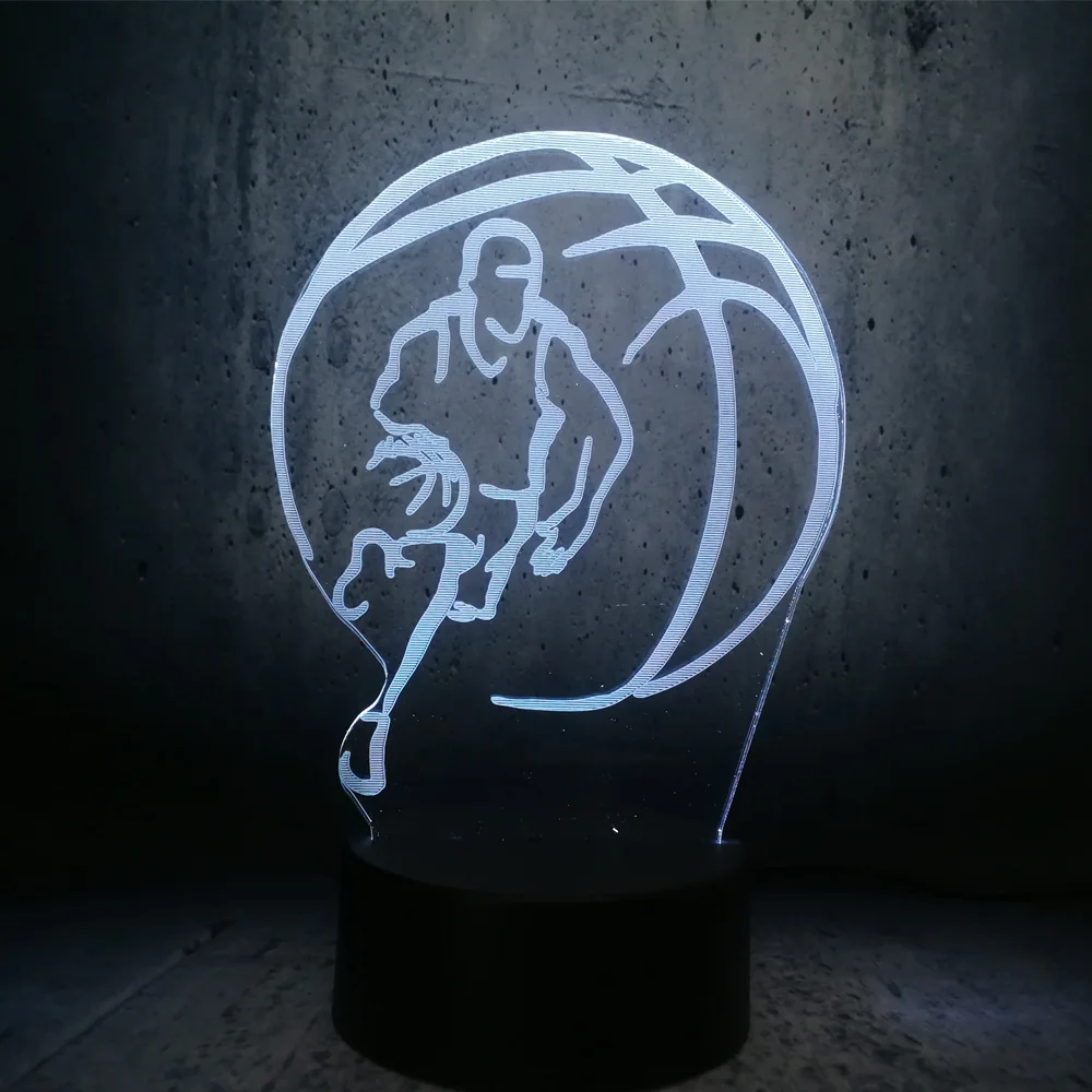 Ночной Светильник СВЕТОДИОДНЫЙ Bastketball 3D флэш память USB Base desktoр зарядное