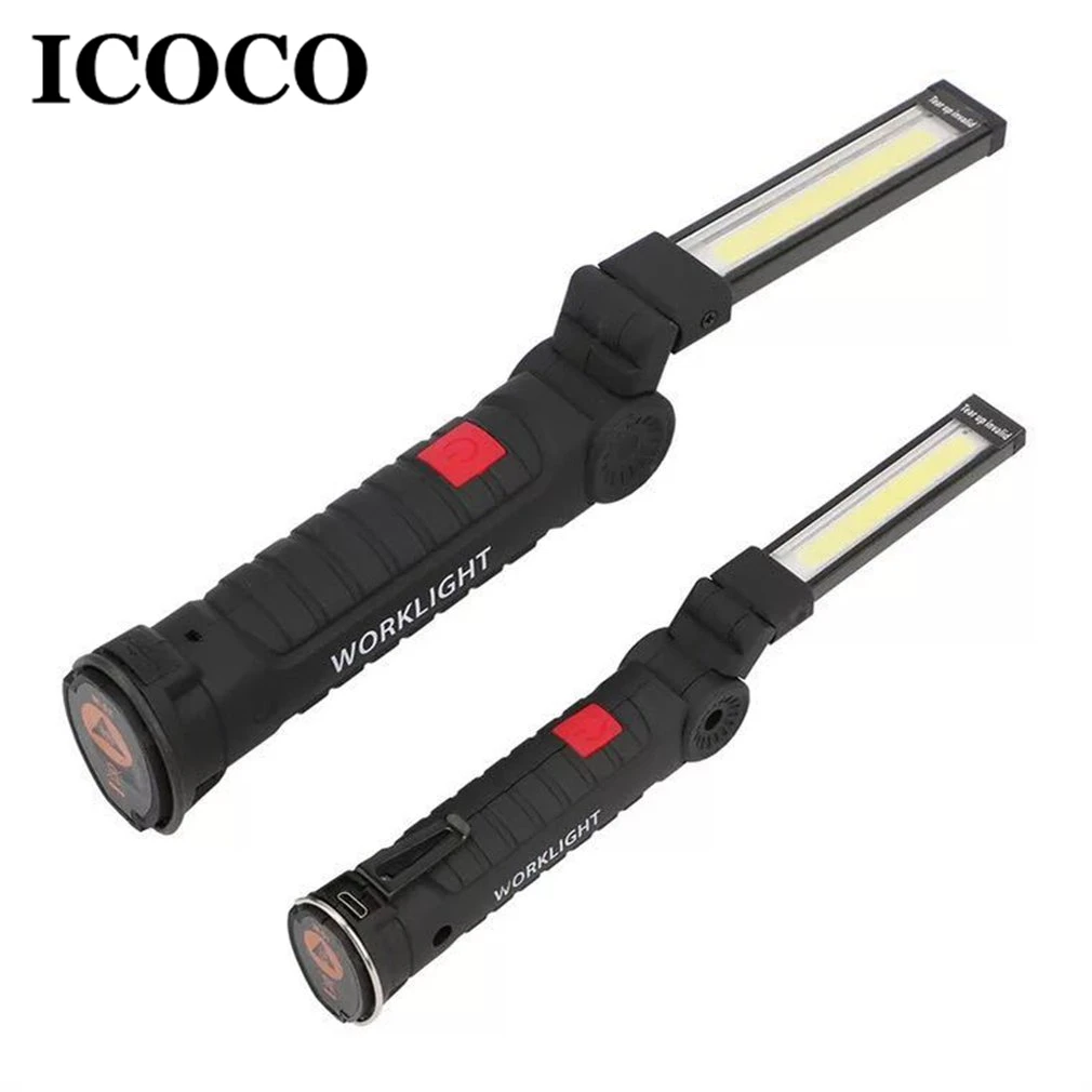 

ICOCO Portable USB Folding Outdoor Bright COB+LED Rechargeable Cordless Work Light Torch Flashlight Handy Inspection Lamp