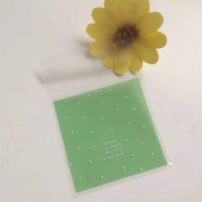 

100pcs green cookie bags wedding party decoration cookies biscuit snack packing candy bag 7*7cm