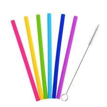 Домашние трубочки для питья на вечеринке, аксессуары для бутылок с водой, 1 набор кистей для чистки, многоразовые гаджеты для барной посуды, 6 шт, силиконовая соломинка