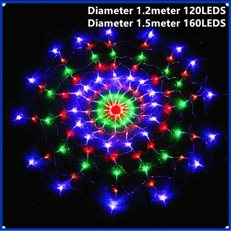 

1.2m 120Leds 8 modes 220V Colorful Spider Web LED Net Mesh String Light