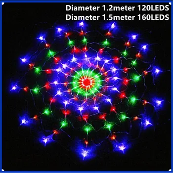 

1.2m 120Leds 8 modes 220V Colorful Spider Web LED Net Mesh String Light