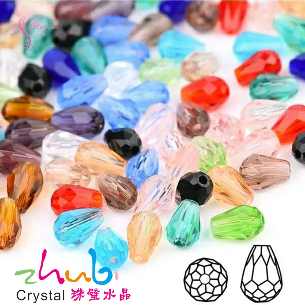 Tear Drop Crystal Beads 10*15MM (50PCS/LOT)Mixed Color Crystal Drop