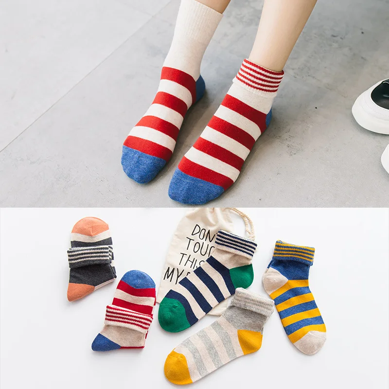 

Hot Sale ! Fashion Spring autumn winter Warm Women Solid Color Short Sock cotton ladies Cute socks striped