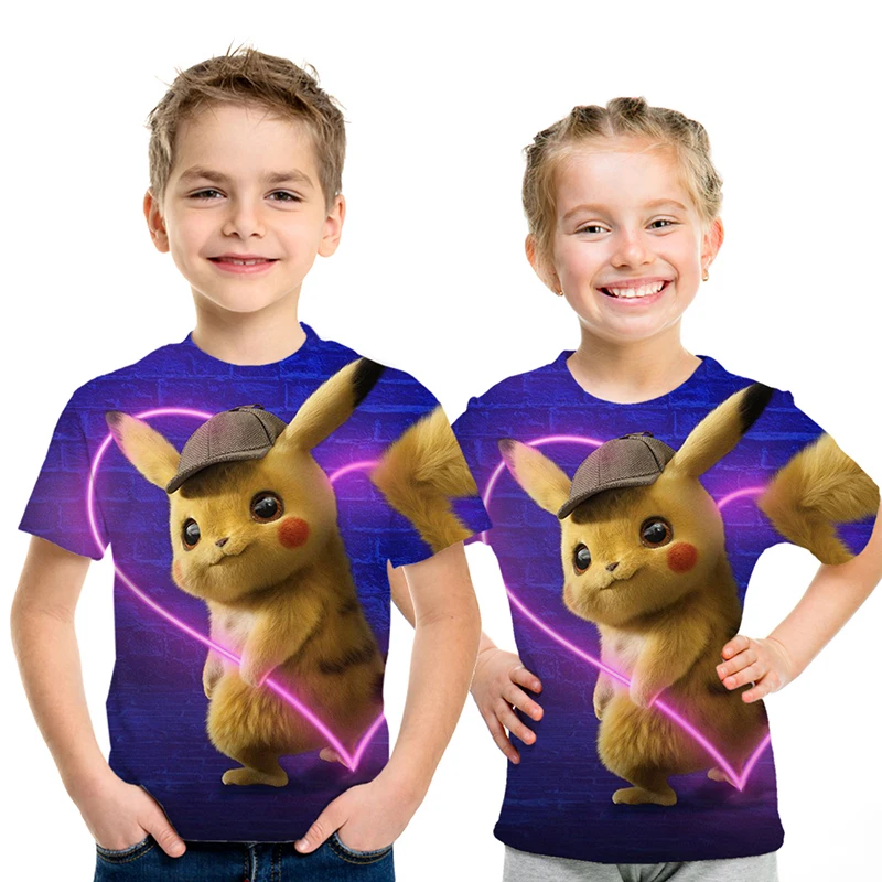 

Pokemon Detective Pikachu 3D Printed Kids T-shirt Fashion 2019 Summer Short Sleeve T shirt Tops Streetwear Children Tee shirts