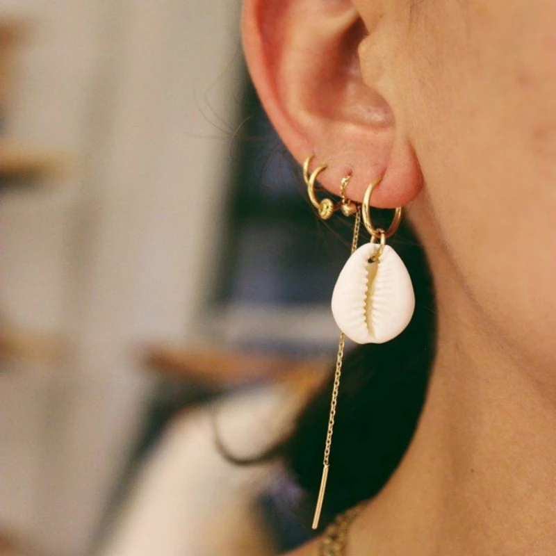 

New Earrings Fashion Popular Women's Shell Earrings Ear Line Combination Set Personality Earrings Hot Jewelry Wholesale