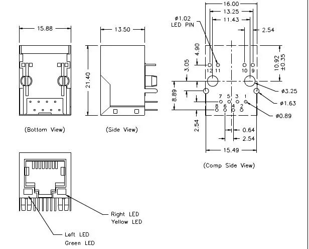 hanrun pcb montagem adaptador de rede conector 05