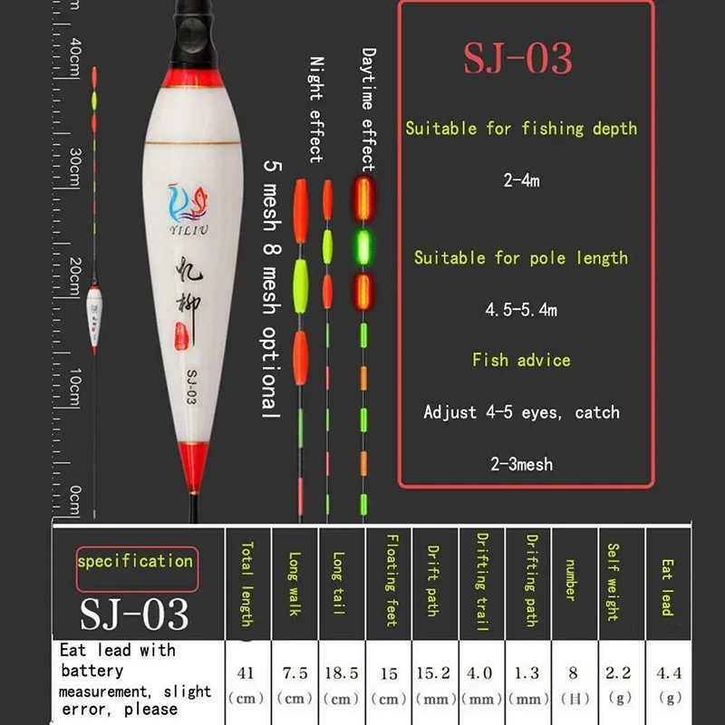 

Electronic Luminous Fish Float Long Vertical Luminous Night Lighting Bobbers for Fishing Outdoor FH99