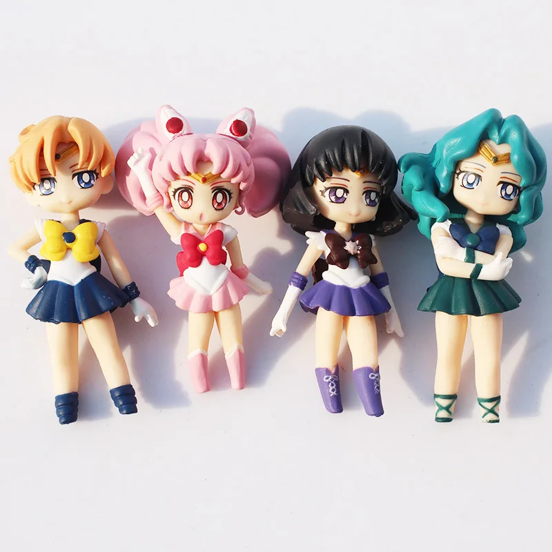 4 шт./компл. аниме Сейлор Мун Tsukino Chibiusa Tenoh Haruka Tomoe Hotaru Kaioh Michiru ПВХ экшн фигурки