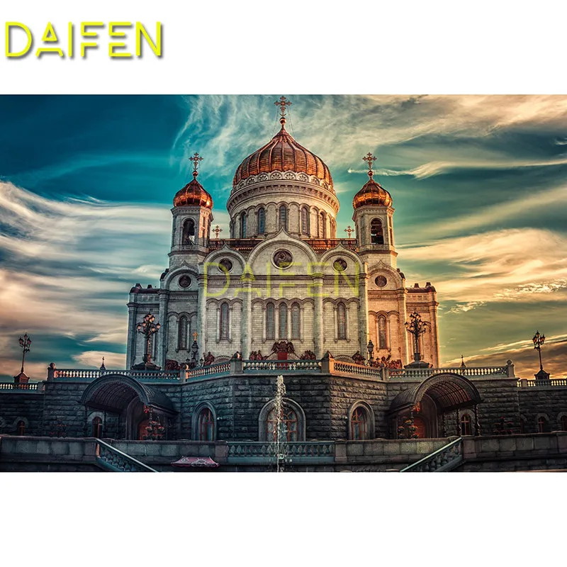 

Full Round Diamond mosaic Full Square Diamond painting Cross stitch cathedral of Christ savior Russia 5D DIY Diamond embroidery