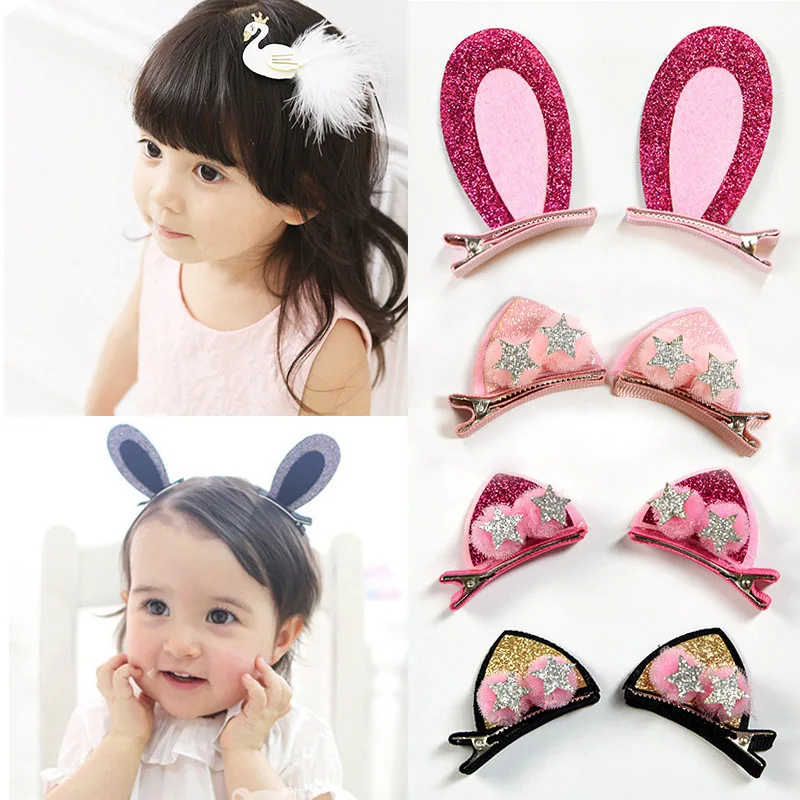 

2Pcs/Set Baby Hairpins Cartoon Swan/Owl Kids Baby Girl Hair Clips Children Hairgrips Barrettes Cute Baby Hair Accessories