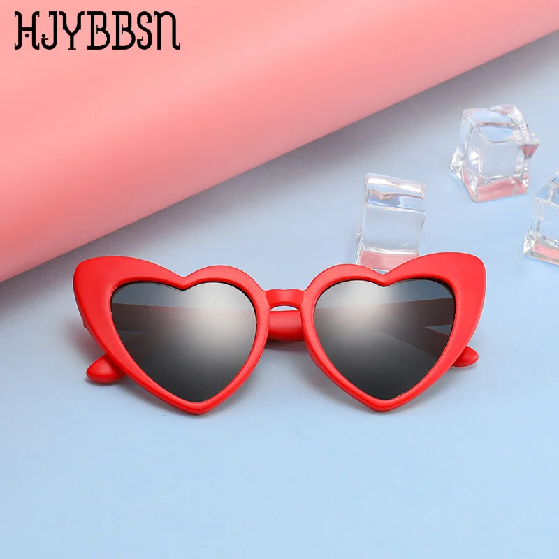 

HJYBBSN Fashion Heart Polarized Kids Sunglasses For Children Classic Love Shape TR90 Frame Pink Red Boys Girls Sun Glasses UV400