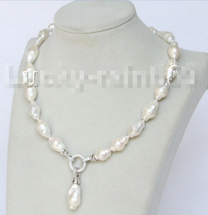 

Genuine Baroque 18" 28mm white Reborn keshi pearls necklace E9003