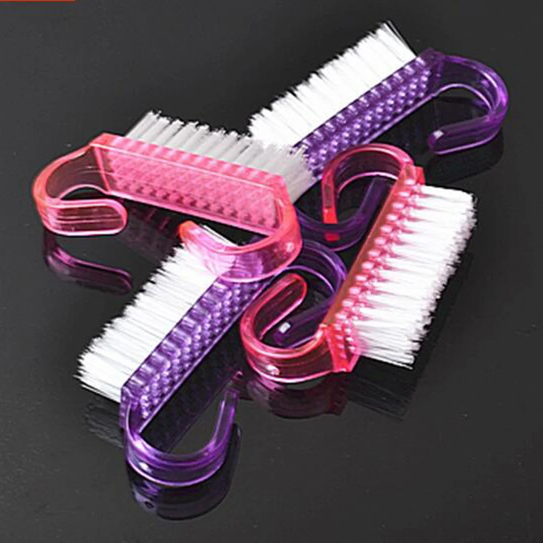 

High Grade 2pcs Nail Scrubbing Finger Clean Brush Tool File Manicure Pedicure Soft Remove Dust Small Angle Clear Tools Sets