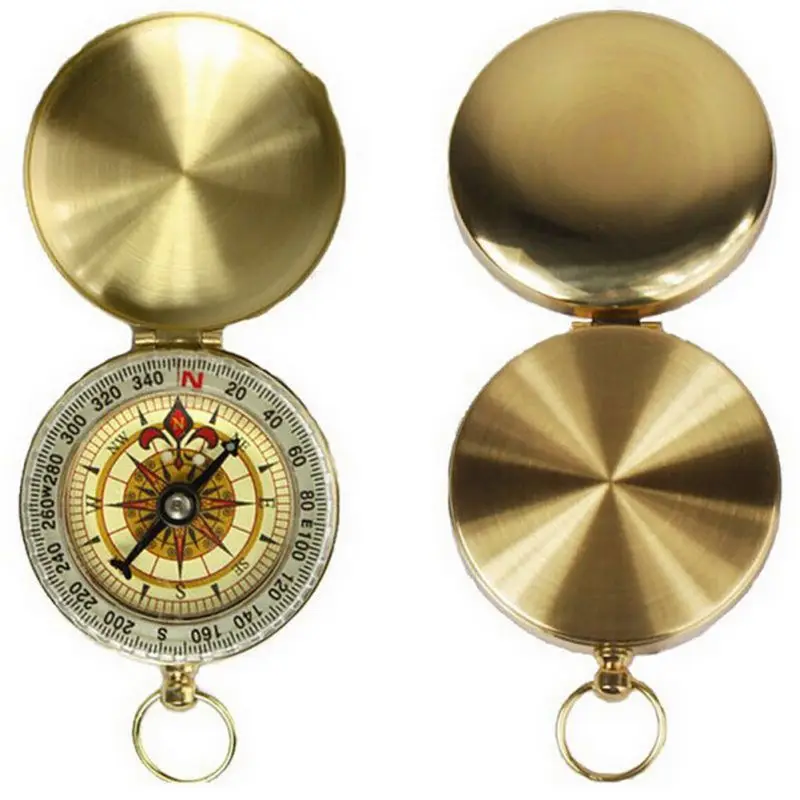 Camping Compass Portable Pocket Brass Golden Aluminum Compass Hiking Navigation for Outdoor Activities