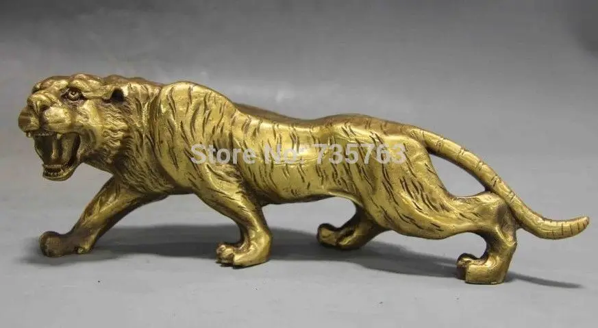 

00665 Chinese Fengshui Copper brass Animal Zodiac Year Lucky Tiger Statue