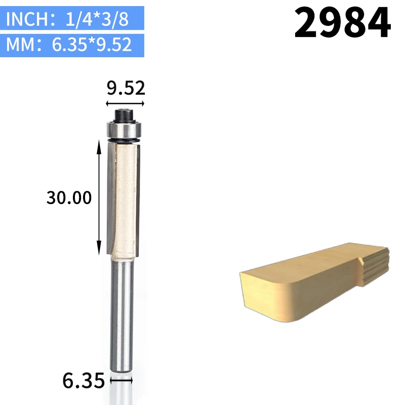 2984 HUHAO 1 шт 1/" 1/2" хвостовик для промывания и подравнивания фрезы для дерева обрезные фрезы с подшипником деревообрабатывающий инструмент endmill фреза - Длина режущей кромки: 2984