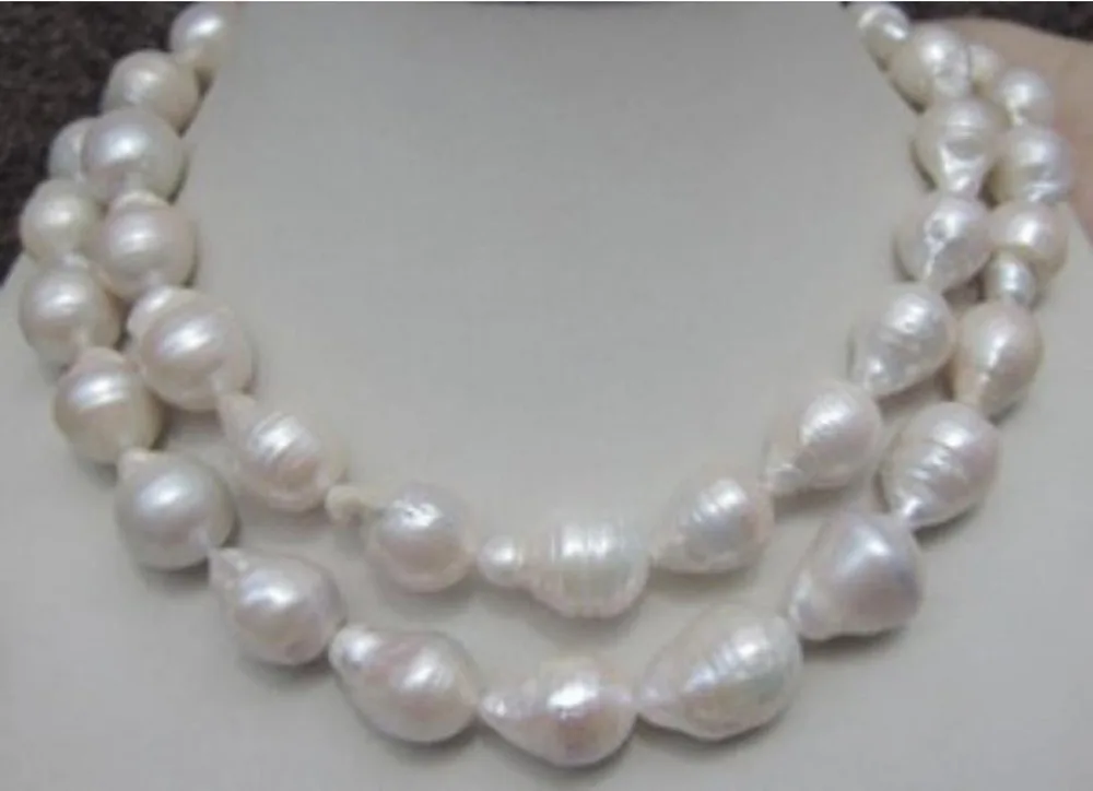 

HUGE 12-18MM NATURAL AAA SOUTH SEA WHITE BAROQUE PEARL NECKLACE 35 INCHES AAA+^^^@^Noble style Natural Fine jewe FREE SHIPPING