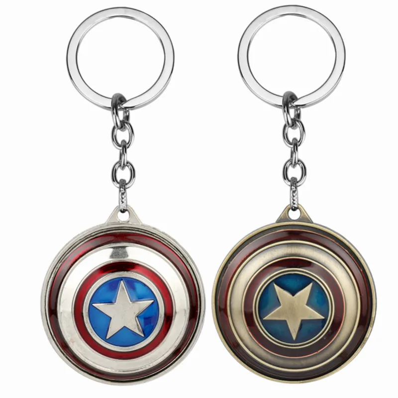 

DC Comics Superhero Captain America Star Shield Keychain Man Boys Cospaly Movie Jewelry Key Ring