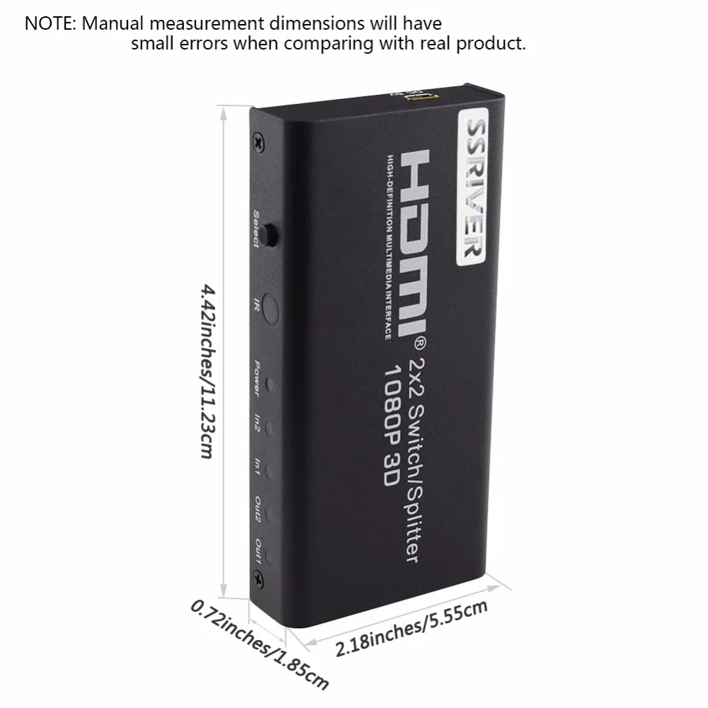 SSRIVER HDMI 2X2 Переключатель Splitter Поддержка 1080 P 3D 2 Вход Выход переключатель конвертер