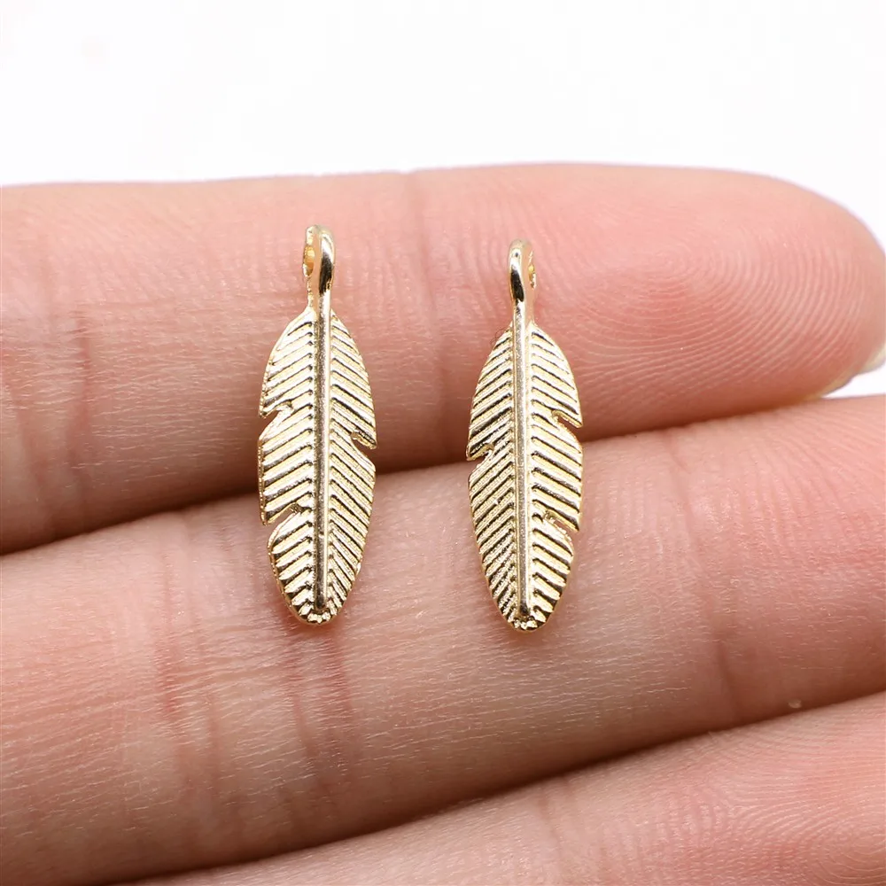 

20pcs Charms Feather KC Gold Color Alloy DIY Jewelry Making Accessories 20x6mm