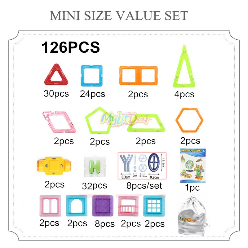 110-216 шт. Набор Мини Магнитный дизайнерский комплект Магнит строительные плитки прозрачный цвет магнитный 3D строительный блок творчество игрушки для детей