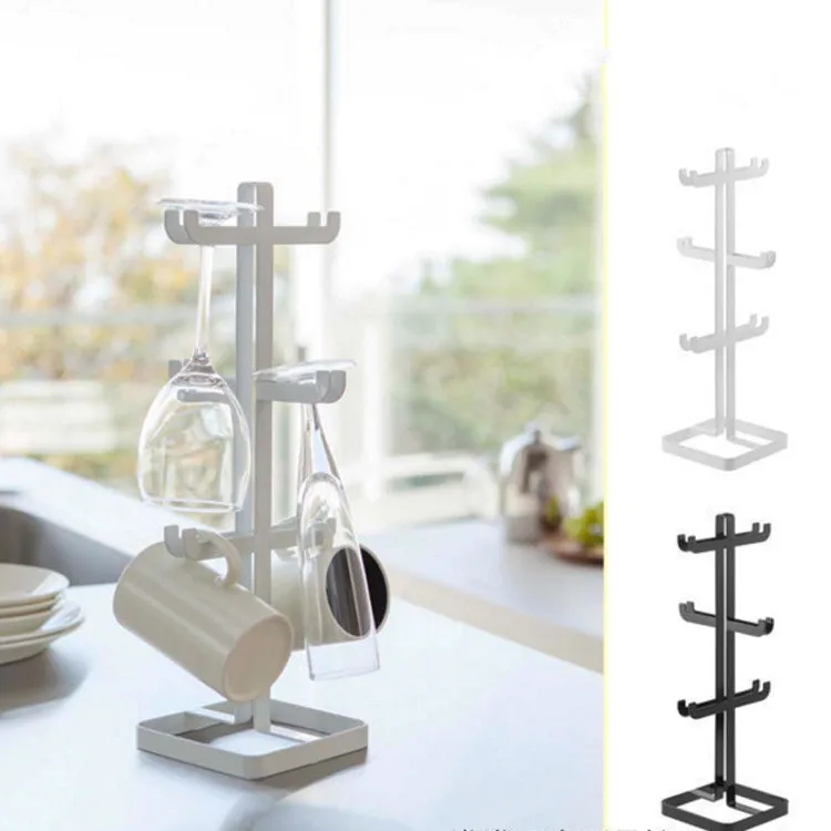 

1PC Kitchen Bar Cups Storage Bracket Desktop Stand Cup Mugs Holder Metal Coffee Wine Glass Tree Rack Draining Cup Holder OK 0651