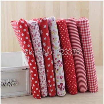 

Red 7Assorted 50*50CM Plain Charm Printed Cotton Quilt Fabric Fat Quarter Tissue Bundle Set Diy cloth sewing kids Bag Decoration