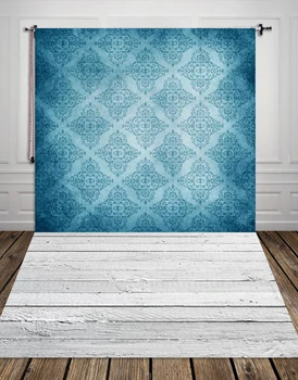 

[Custom sizes] deep blue damask Photography backdrops superior thin Vinyl Background for studio for kids XT-677-1