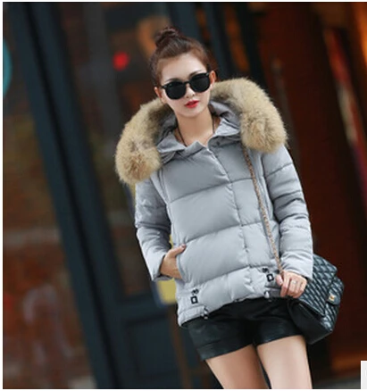 2015 новое зимнее пальто, женская стеганая куртка с перьями, Женская куртка с большим толстым меховым воротником