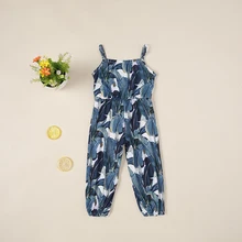 Милые дети девочек Комбинезон из хлопка с принтом без рукавов Эластичные подтяжки брюки комбинезоны брюки
