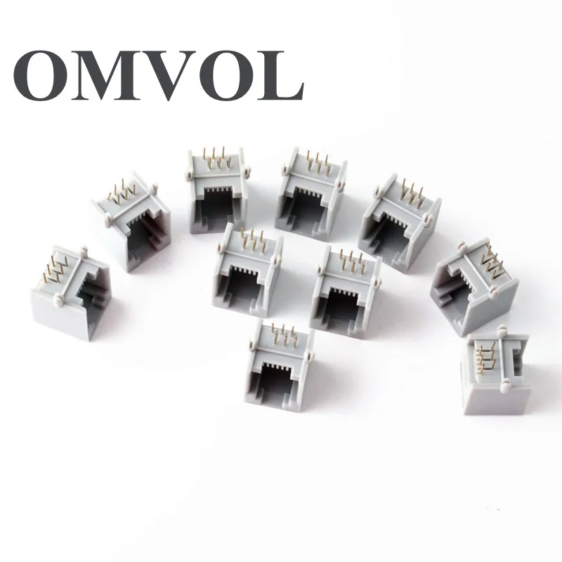 

10PCS/Lot RJ12 socket telephone 90 degrees 6pin crystal female 6p6c socket