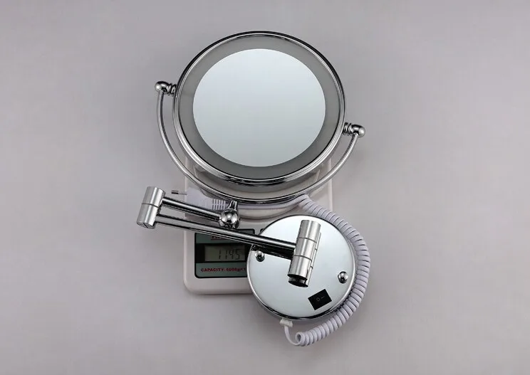 " Светодиодный настенный круглый 3x увеличительное зеркало светодиодный Бронзовый Матовый никель макияж зеркало для макияжа личное зеркало