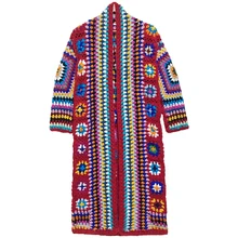 Весна, Пальто Harajuku, свитера, шерсть, Цветочный кардиган, свитер, куртка, богемный Национальный стиль, женские длинные свитера