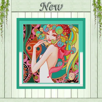 

Temptation beauty girl decor painting counted print on canvas DMC 11CT 14CT Chinese Cross Stitch kits embroidery needlework Sets