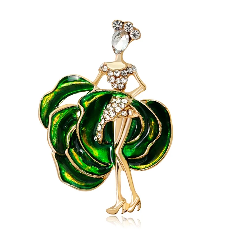 

2018 Ballet Dancing Girl Shinning Crystal Brooches For Woman Jewelry Gifts