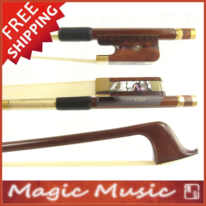 

Free Shipping! Gold Alloy Fitted PERNAMBUCO Cello Bow with Snakewood Frogs, wholesale