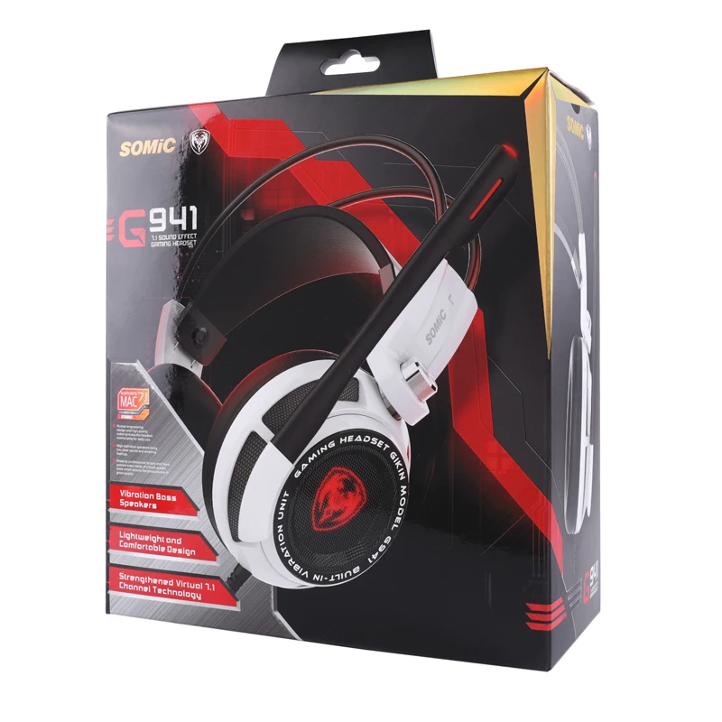 SOMIC Профессиональный Gaming Headset 7 1 канальный объемный звук большие наушники стерео