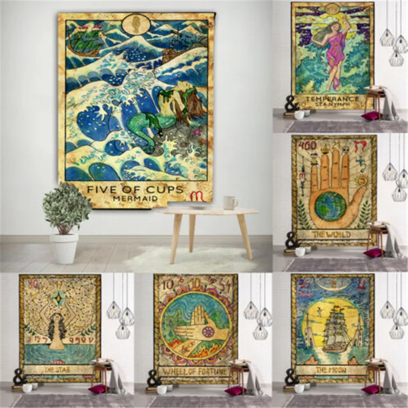 

Indian Mandala Tapestry Wall Hanging Twin Hippie Bedspread Gypsy Art Decorative Throw Colored Tarot Polyester Tapestry 150x100cm