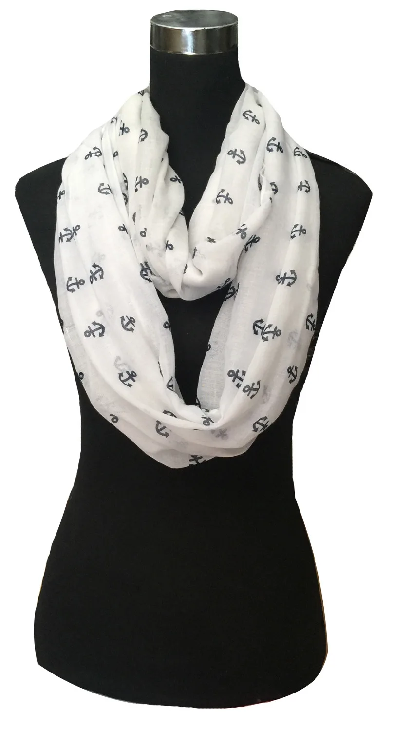 

Anchor Print Infinity Scarf Snood Cowl Loop Women's Party Event Accessories Gift for Her, Free Shipping
