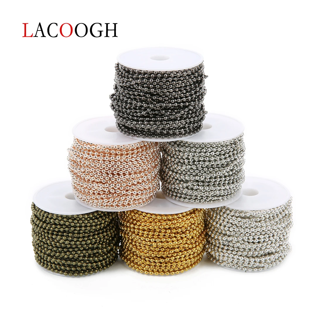 새로운 10 야드/롤 폭 1.5/2/2.4mm 7 색 금속 철 공 구슬 링크 체인 DIY 보석 만들기를위한 대량 목걸이 체인 결과 