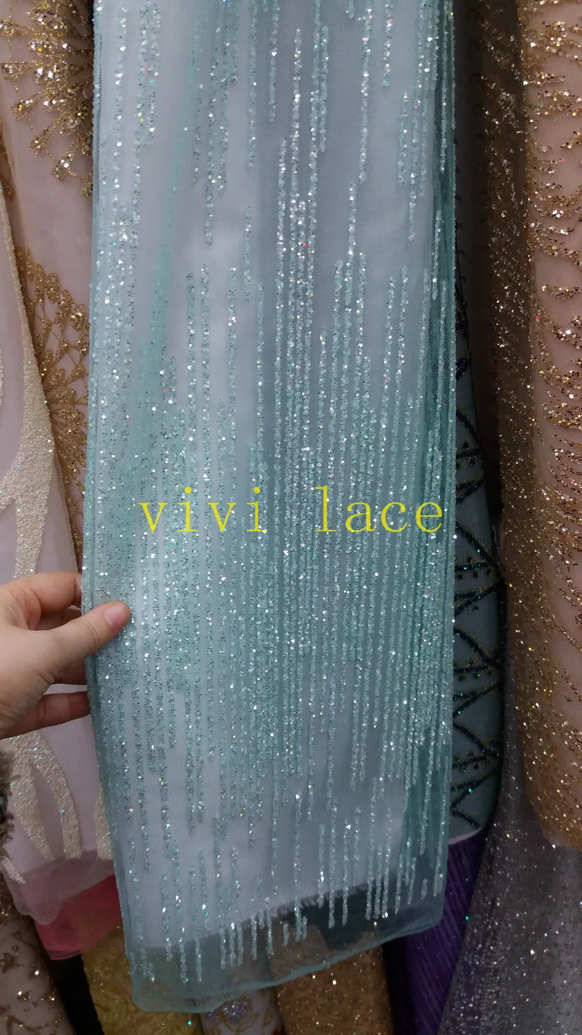 

HLS0044 mint green/red sparkle print glued glitter powder tulle mesh lace fabric for sawing/ evening dress/stage