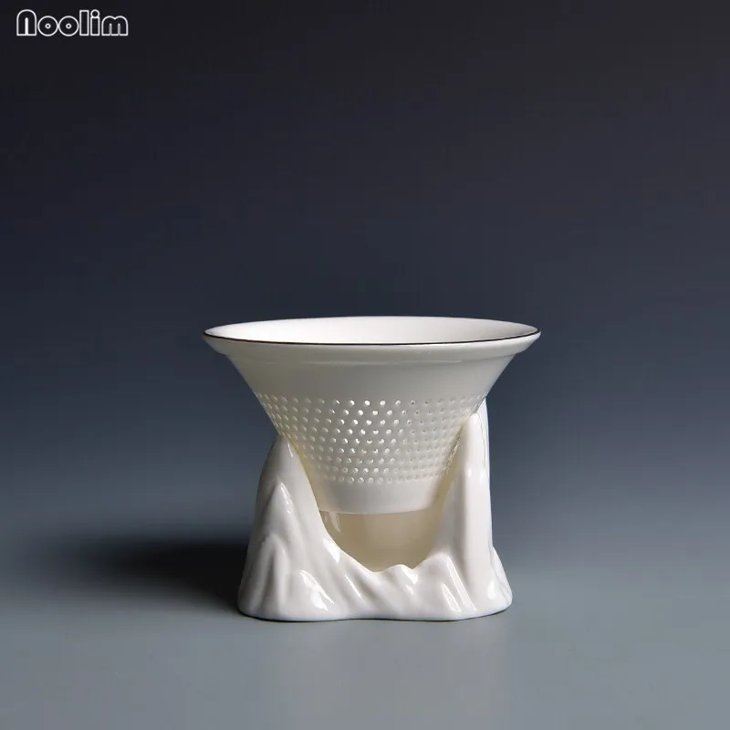 NOOLIM Mountain Peak White Jade Porcelain Tea Filter Strainer Creative Teahouse Tools Ceramic Fair Cup Office Drinkware