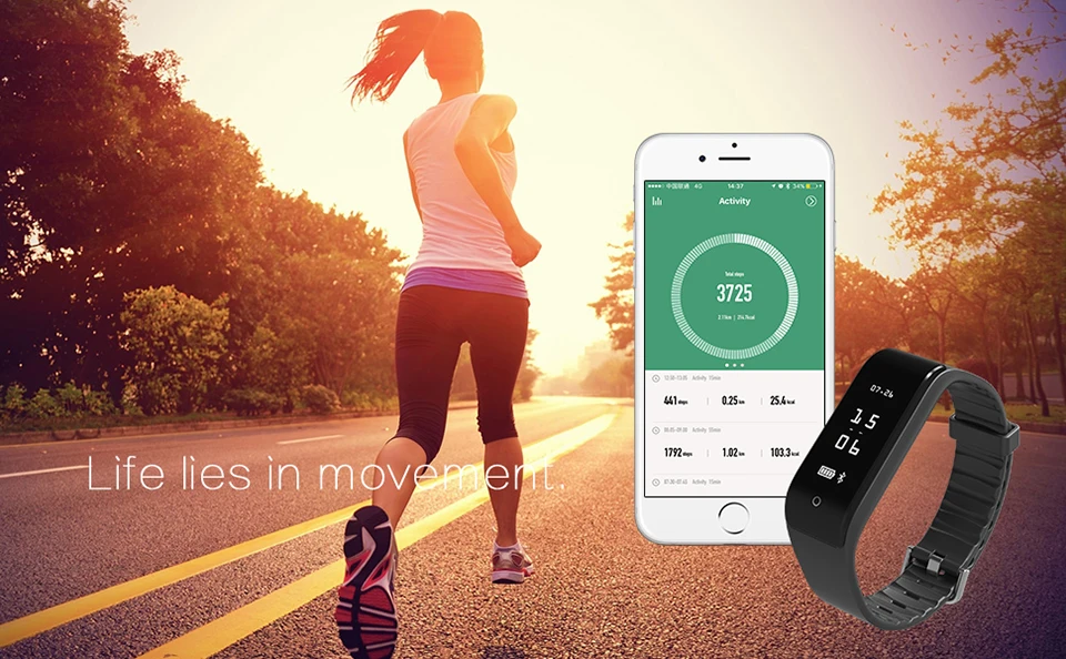 Bluetooth 4.0 Smart Watch Wristband Health Bracelet Sport Sleep Fitness Tracker pk fit bit miband4