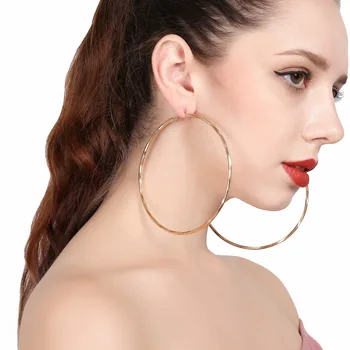 

Hyperbole Big Women Hoop Earrings Female Retro Punk Gold Color Trendy Earrings Jewelry Party