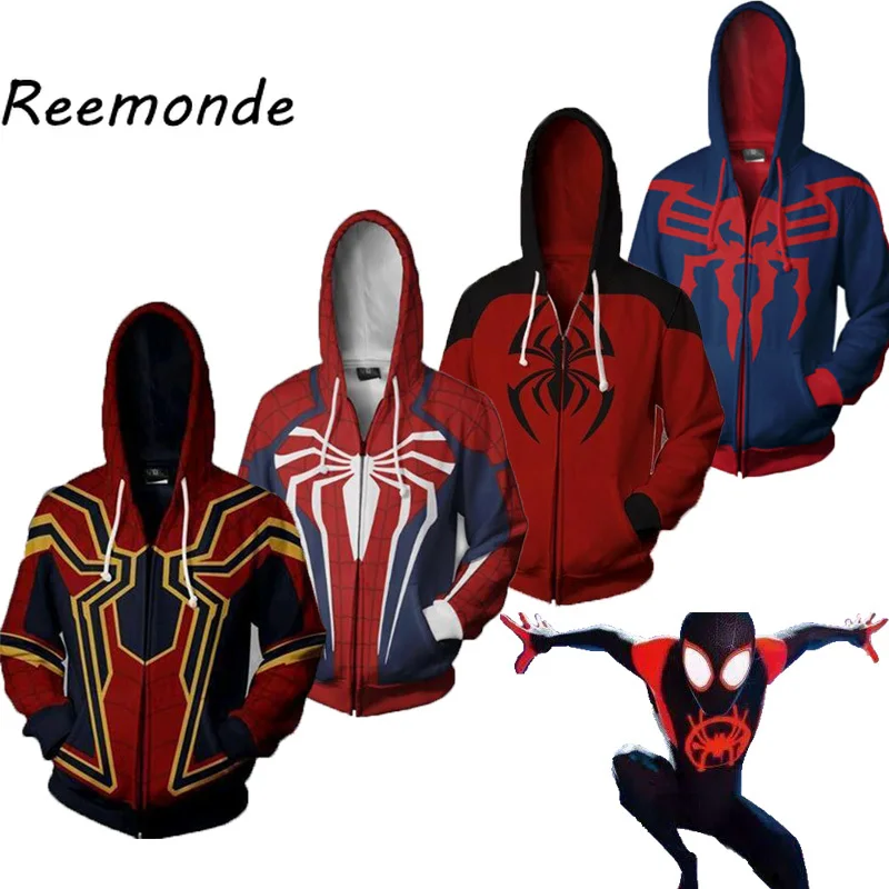 

Marvel Movie Spiderman Cosplay Men Hoodies Sweatshirts 3D Printed Avengers 3 Infinite War Superhero Hooded Zipper Hoodie Jacket
