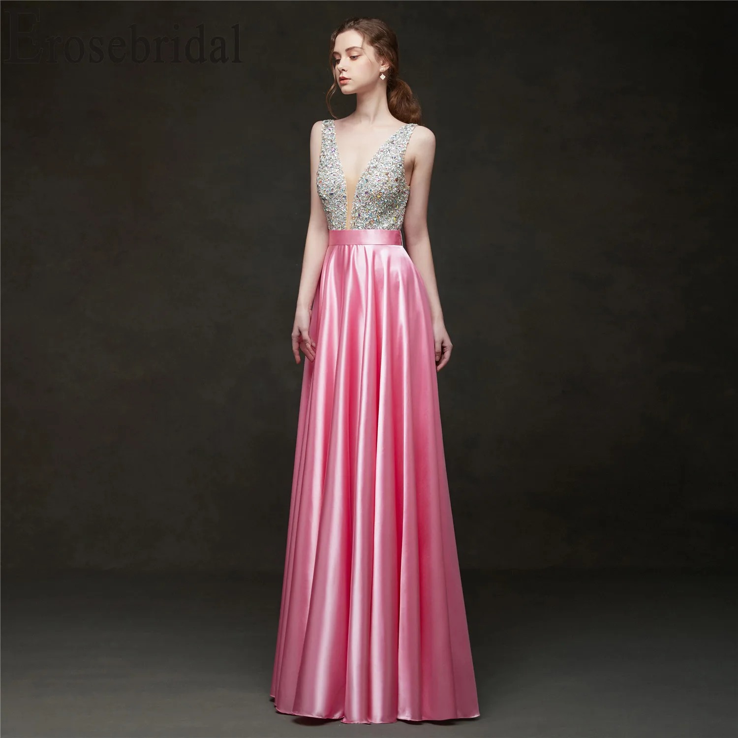 Erosebridal 2019 Evening Dress Long Party Dress Elegant Formal Dresses Evening Gown for Women Pink/Red/Black/Blue/Green/Yellow